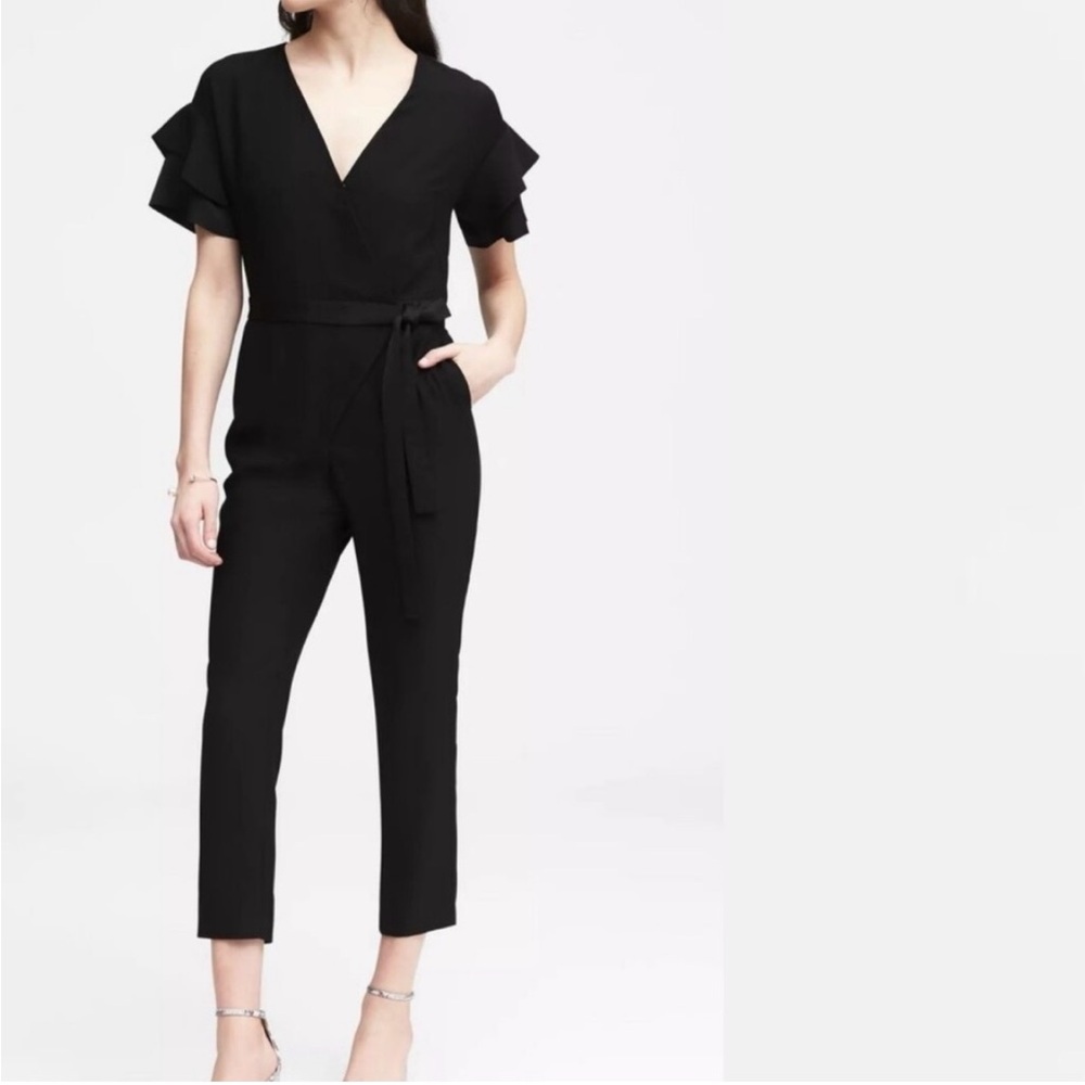 Banana Republic Flutter Sleeve Jumpsuit - Size 18; Black, Holiday, Cocktail